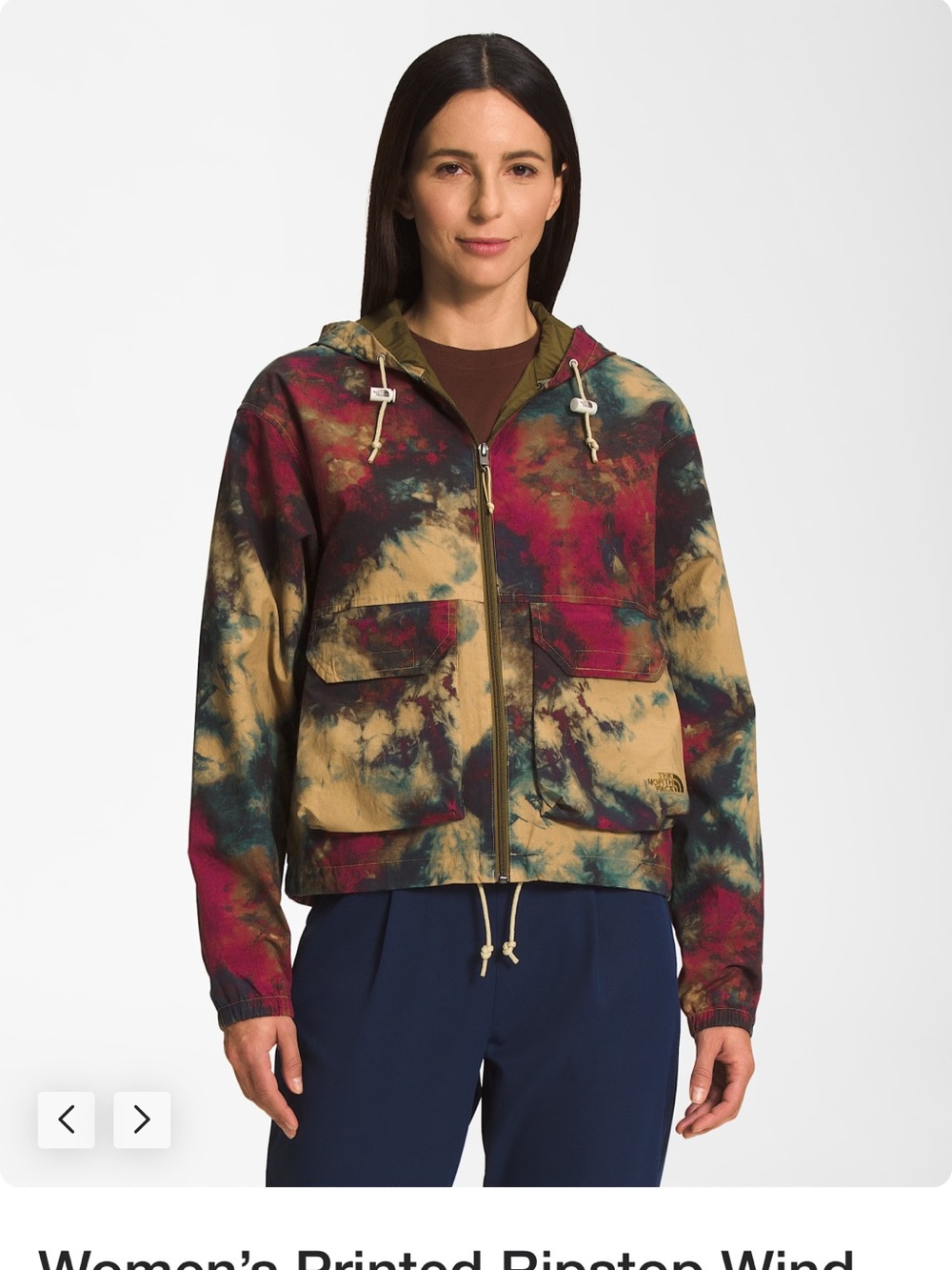 The North Face Women’s Tie-Dye Hooded Wind Jacket - Olive, Burgundy, Teal